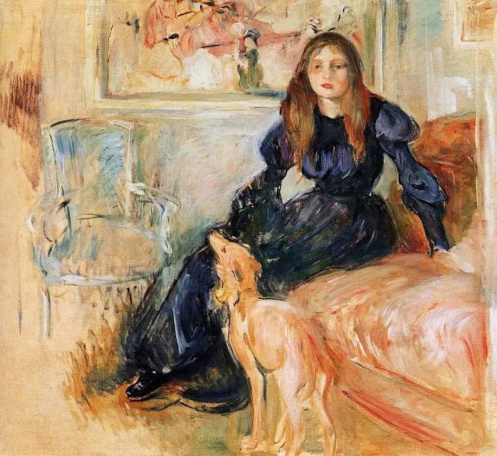Reproduction du tableau « Julie Manet et sa levrette Laërte - Berthe Morisot » par Alpha Reproduction en peinture à l’huile