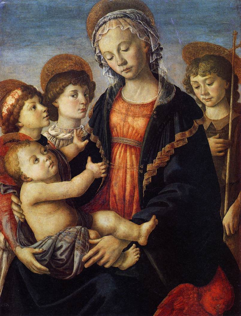 The Virgin and Child, the Young Saint John the Baptist and Two Angels - Sandro Botticelli