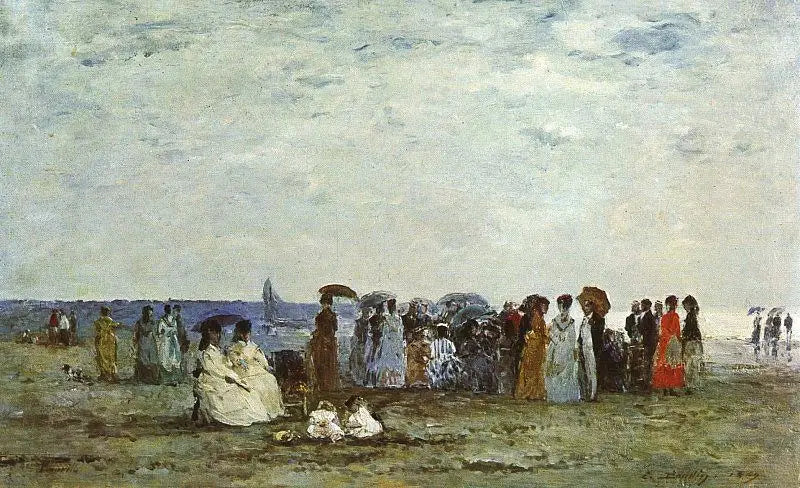 Reproduction du tableau « Baigneurs sur la plage de Trouville - Eugène Boudin » par Alpha Reproduction en peinture à l’huile