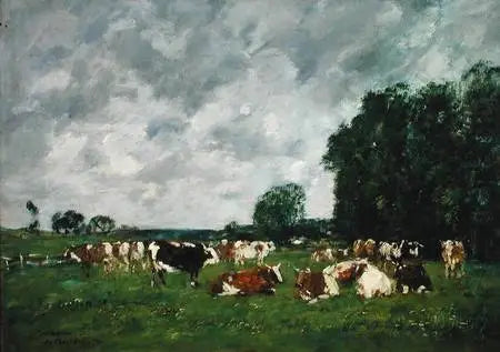 Reproduction du tableau « Pâturage à Fervaques - Eugène Boudin » par Alpha Reproduction en peinture à l’huile