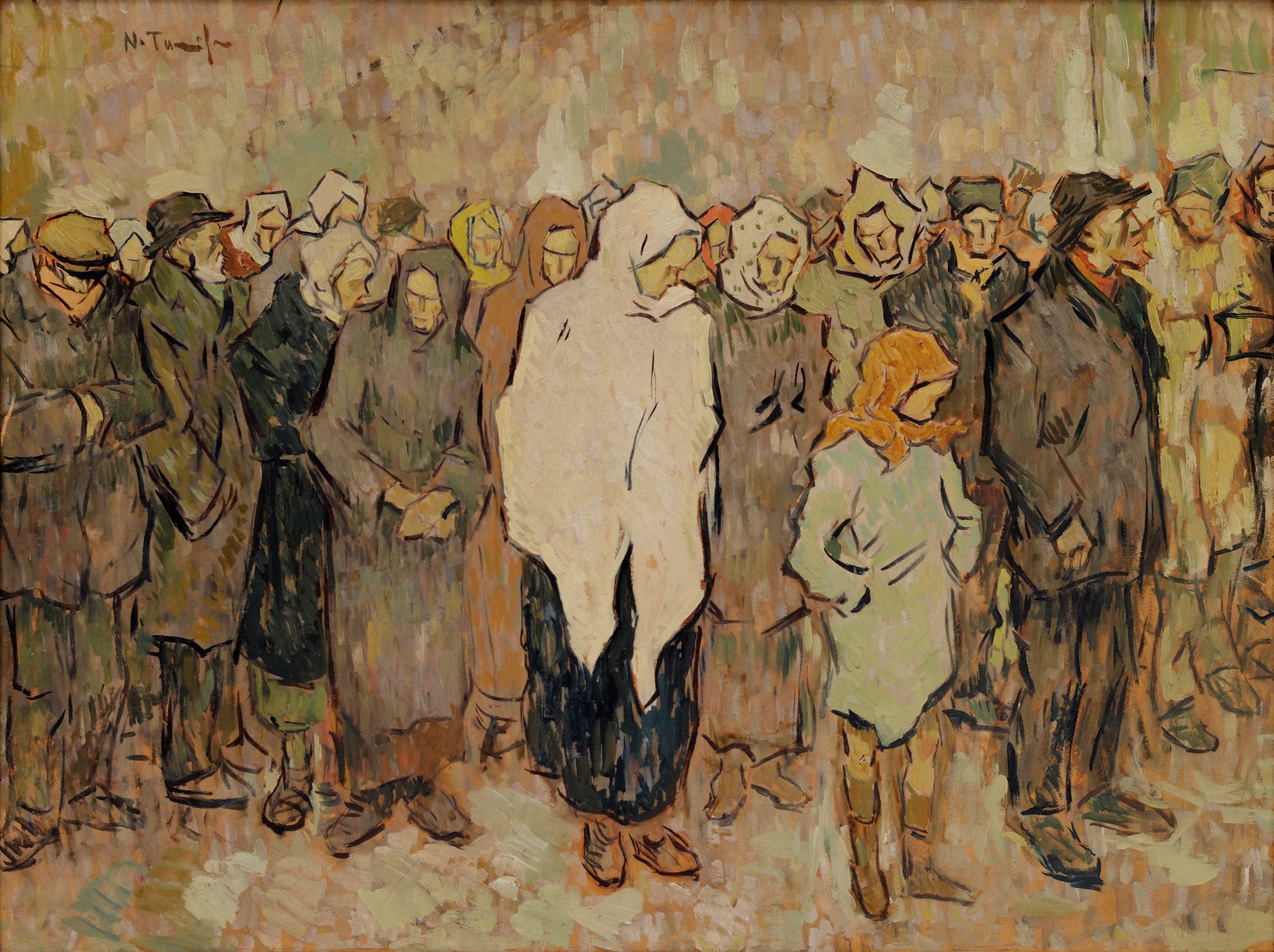 La File du pain, Nicolae Tonitza, 1910, peinture à l’huile