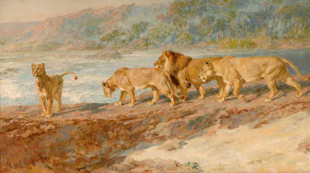 Au bord d'un fleuve africain - Briton Rivière