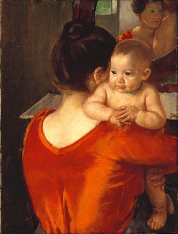 Femme au corsage rouge et son enfant - Mary Cassatt