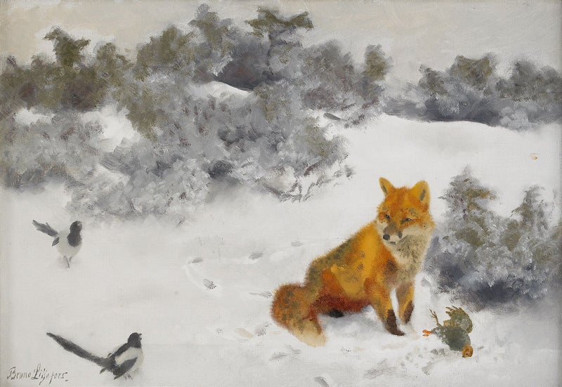 Fox in a Winter Landscape - Bruno Liljefors