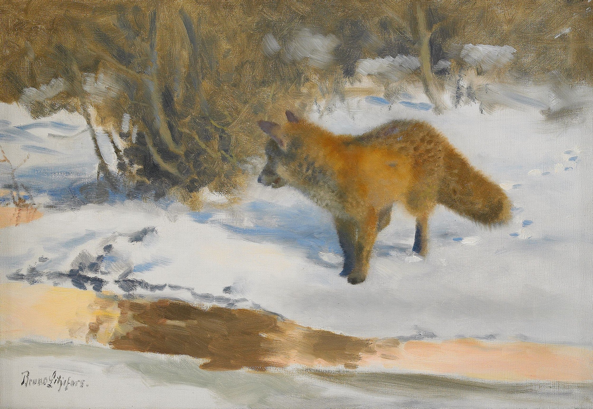 Winter landscape with a fox - Bruno Liljefors