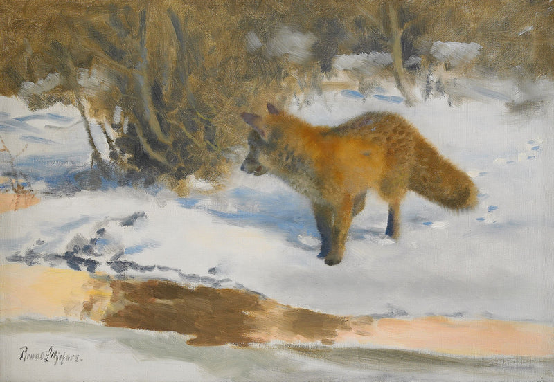 Winter landscape with a fox - Bruno Liljefors