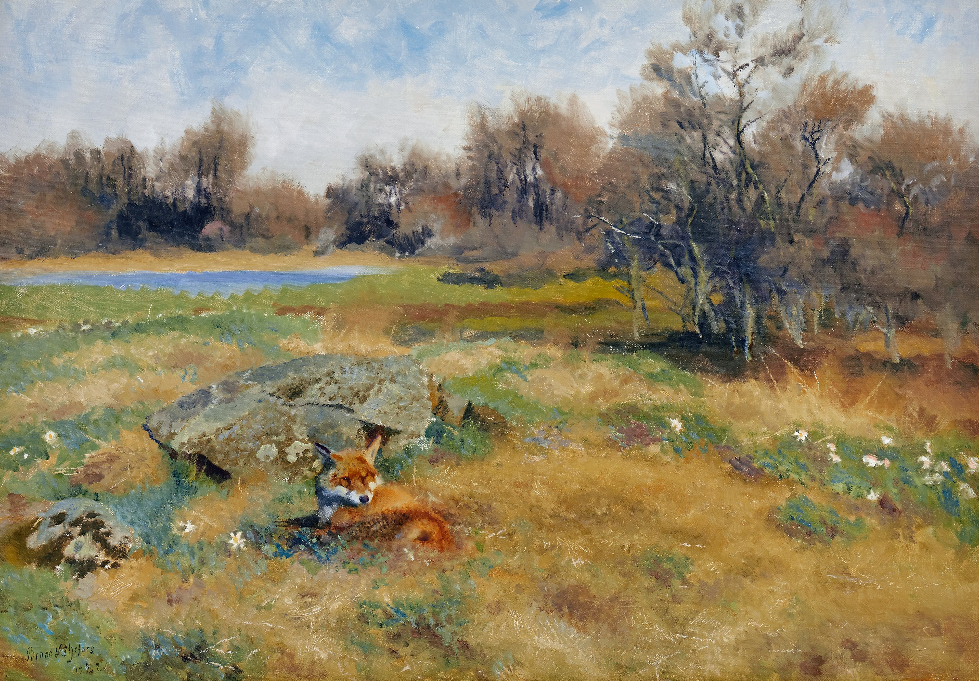 Fox in a flowering spring meadow - Bruno Liljefors