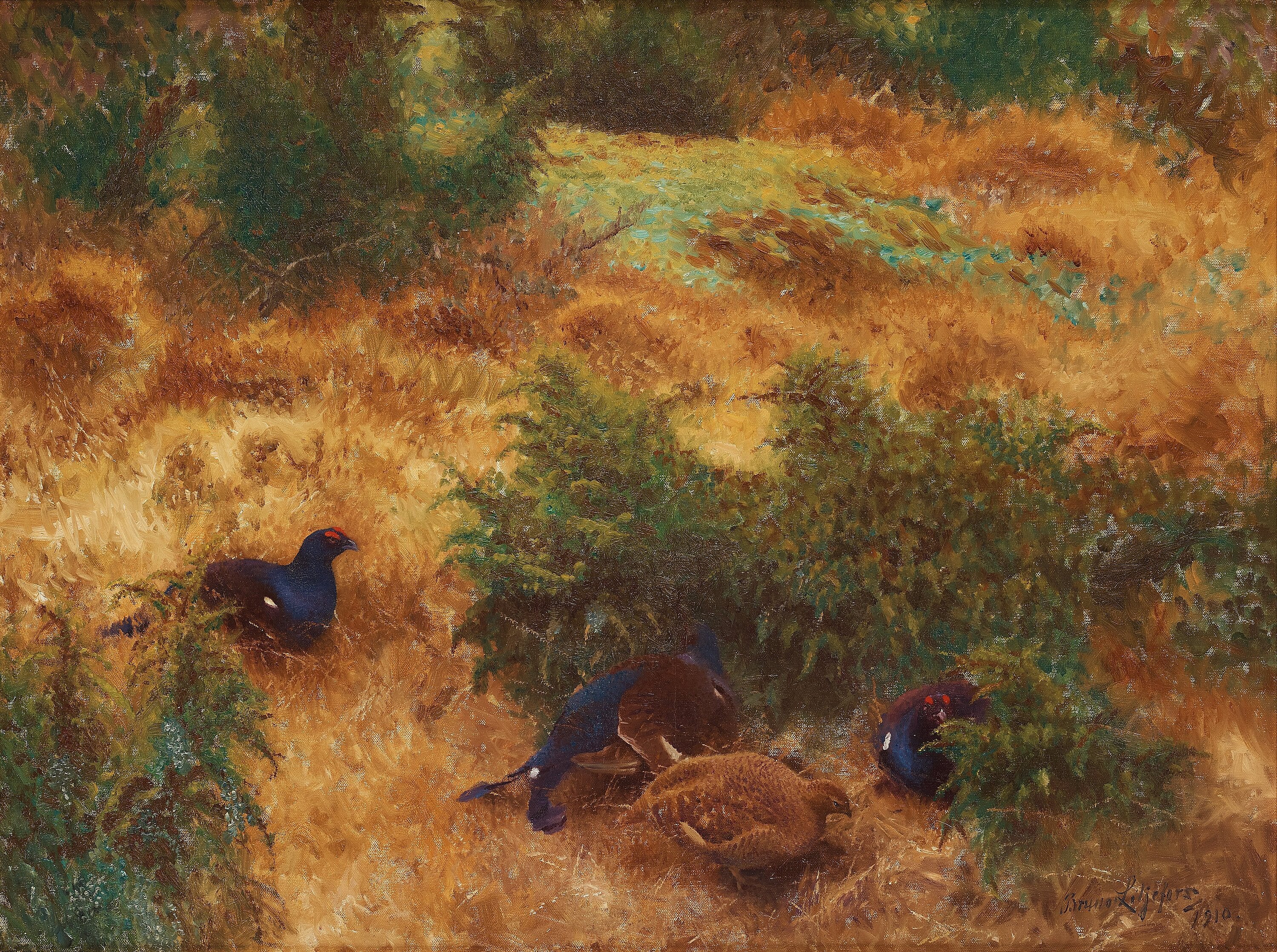 Autumn landscape with black grouse - Bruno Liljefors