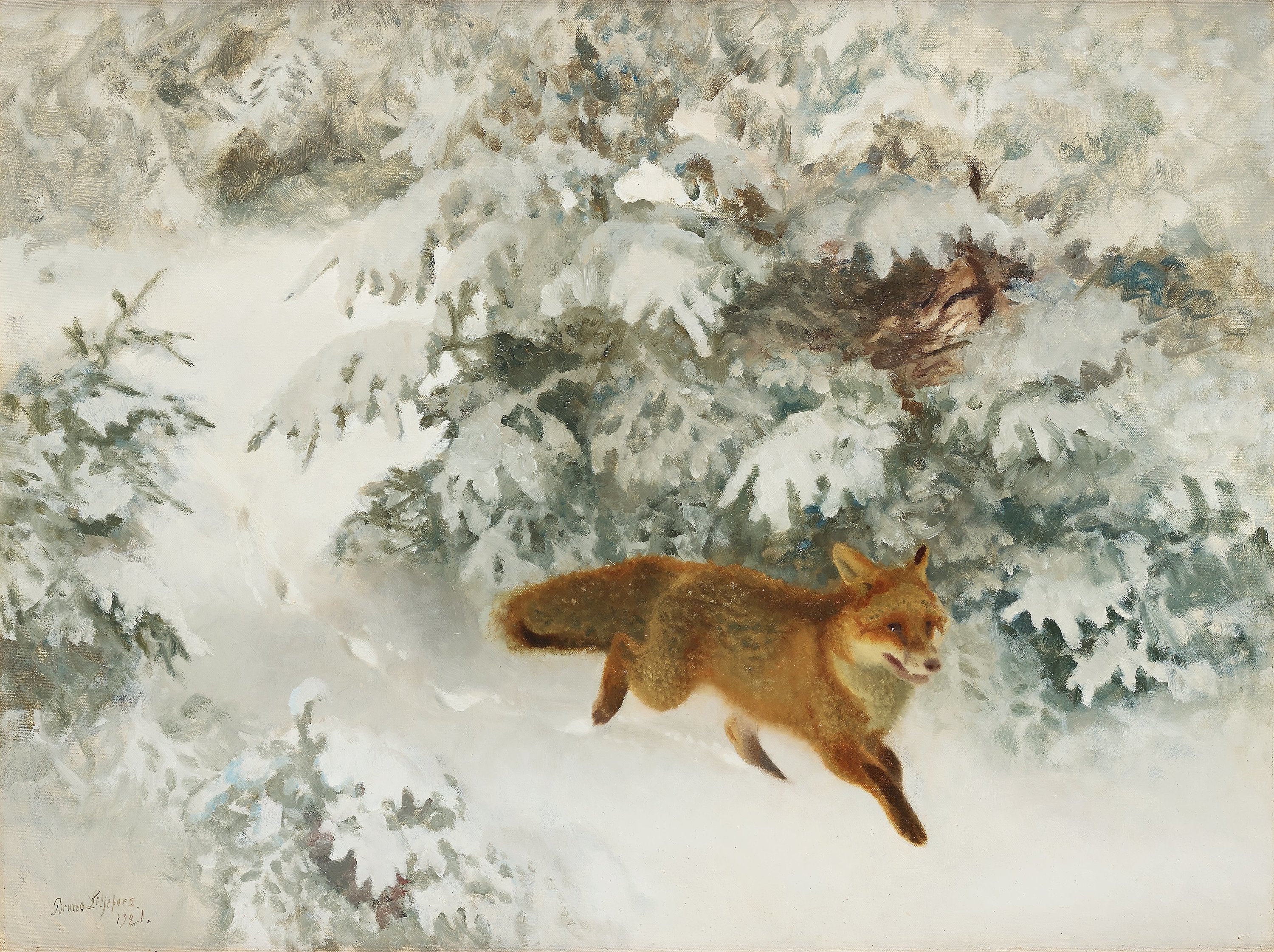 Fox in a winter landscape - Bruno Liljefors