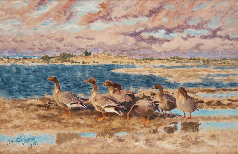 Geese at rest - Bruno Liljefors