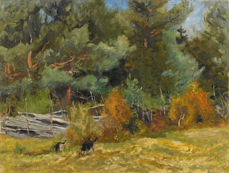 Hunting dogs at the fence - Bruno Liljefors