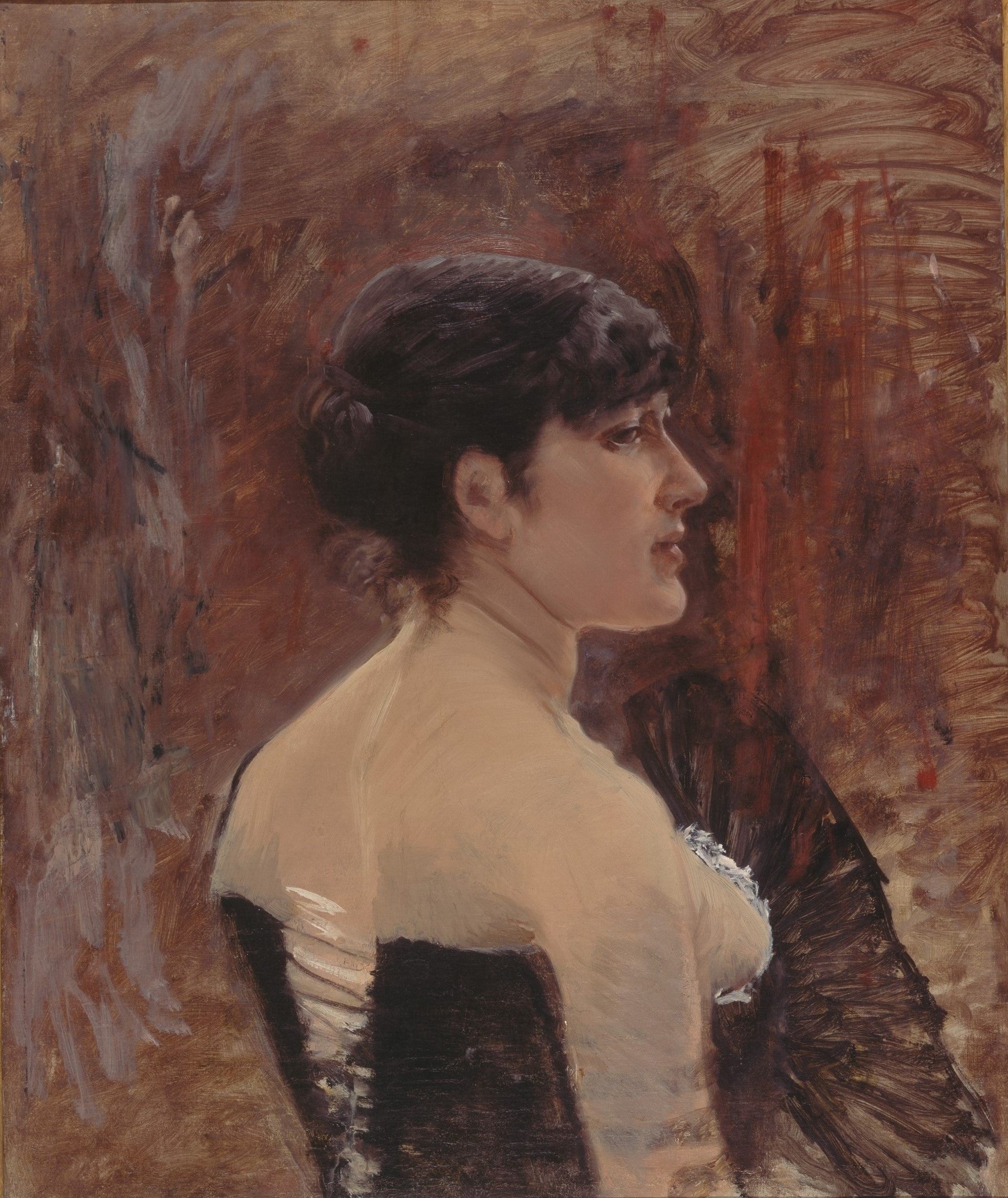 Buste de femme avec un éventail - Giuseppe De Nittis - Alpha Reproduction
