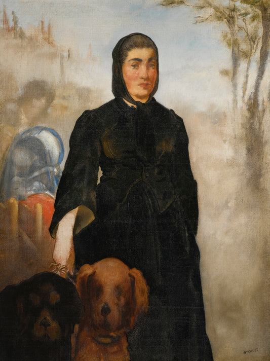 Reproduction du tableau « Femme aux chiens - Édouard Manet » par Alpha Reproduction en peinture à l’huile