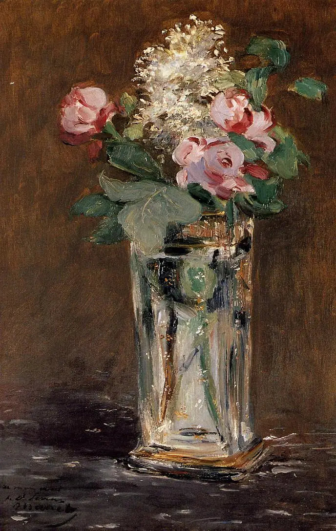 Reproduction du tableau « Fleurs dans un vase de cristal - Édouard Manet » par Alpha Reproduction en peinture à l’huile
