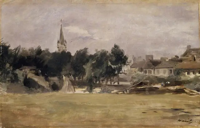 Reproduction du tableau « Paysage avec une église de village - Édouard Manet » par Alpha Reproduction en peinture à l’huile