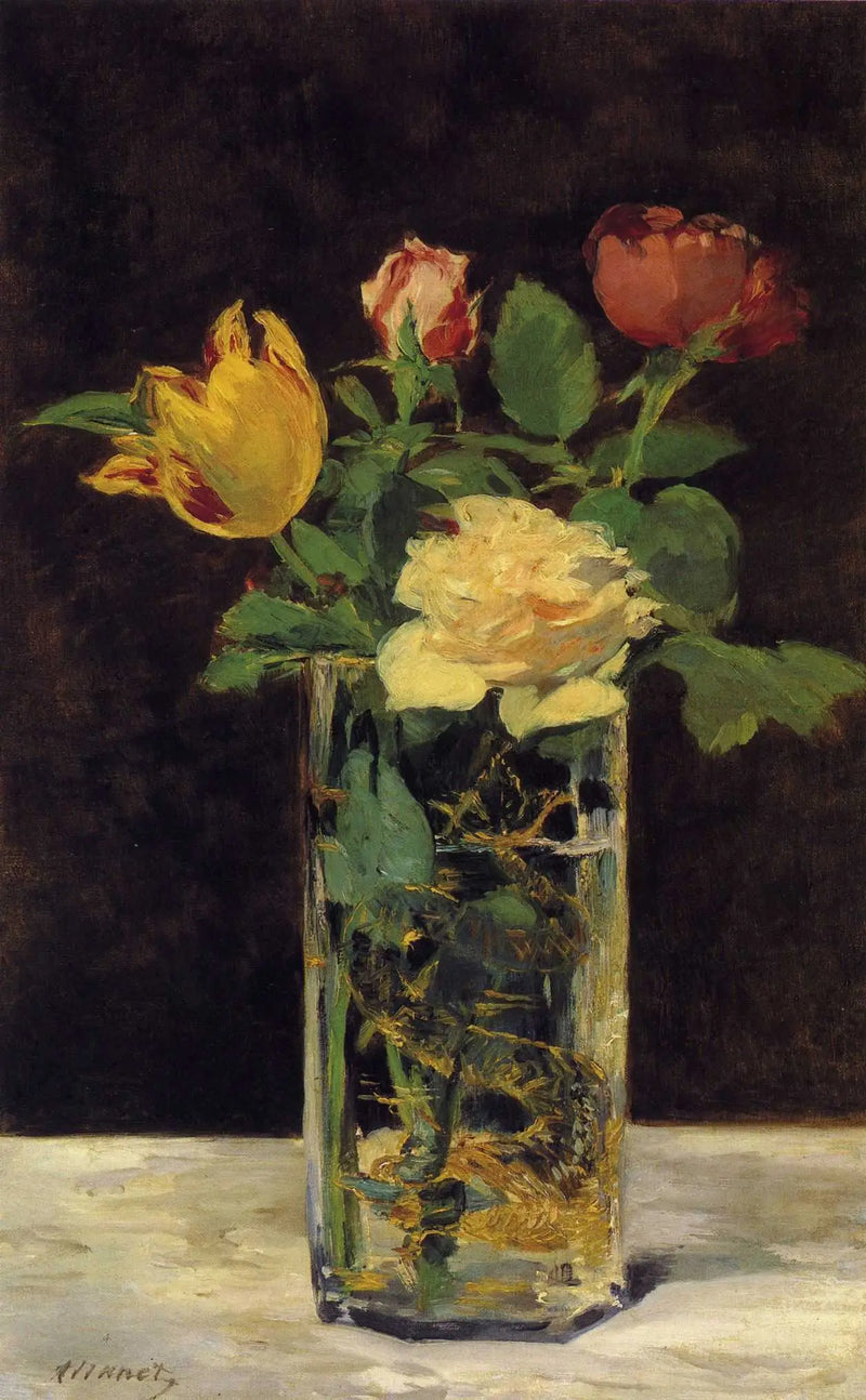 Roses and tulips in a vase - Édouard Manet