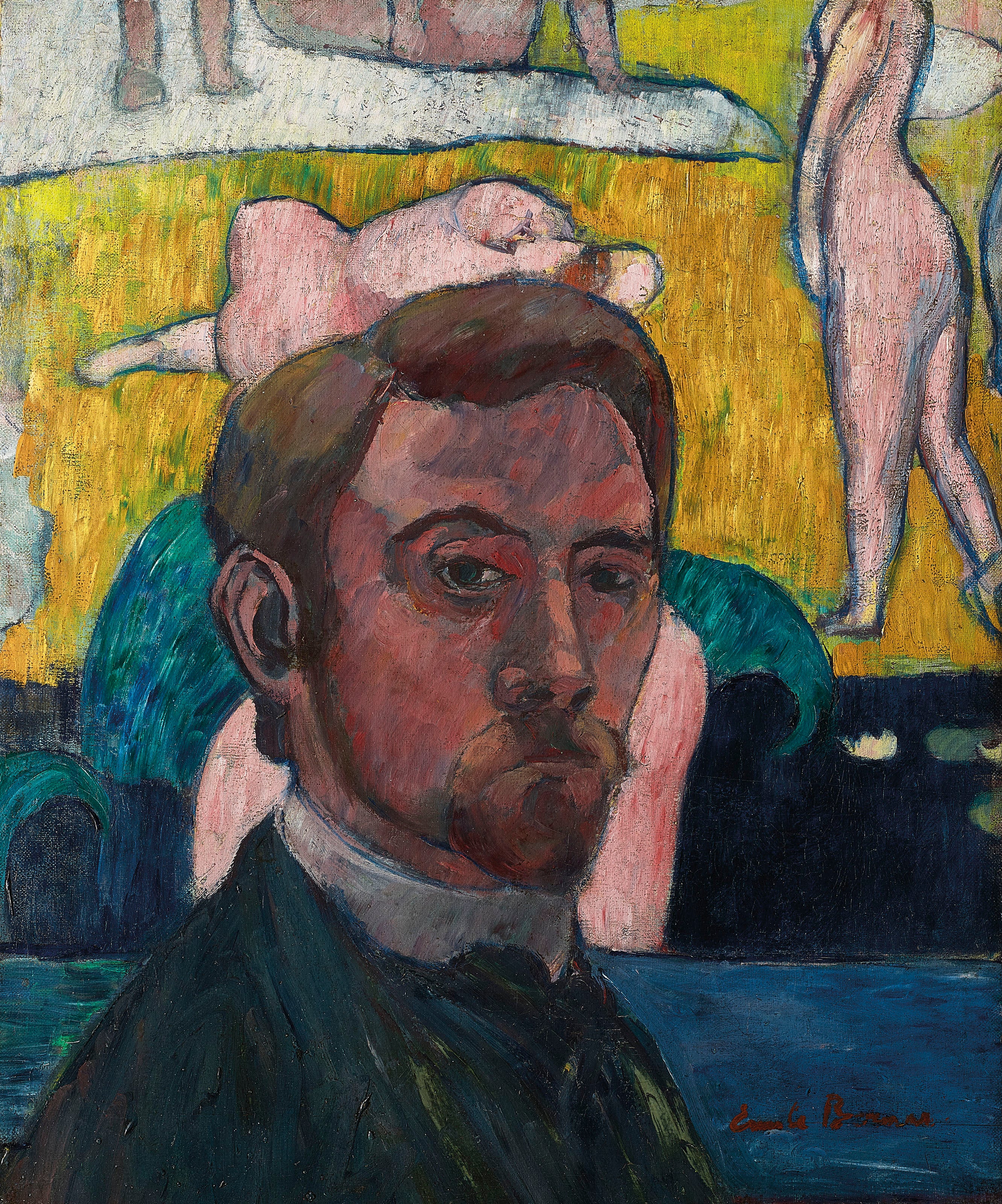 Autoportrait au tableau « Baigneuses à la vache rouge » - Émile Bernard