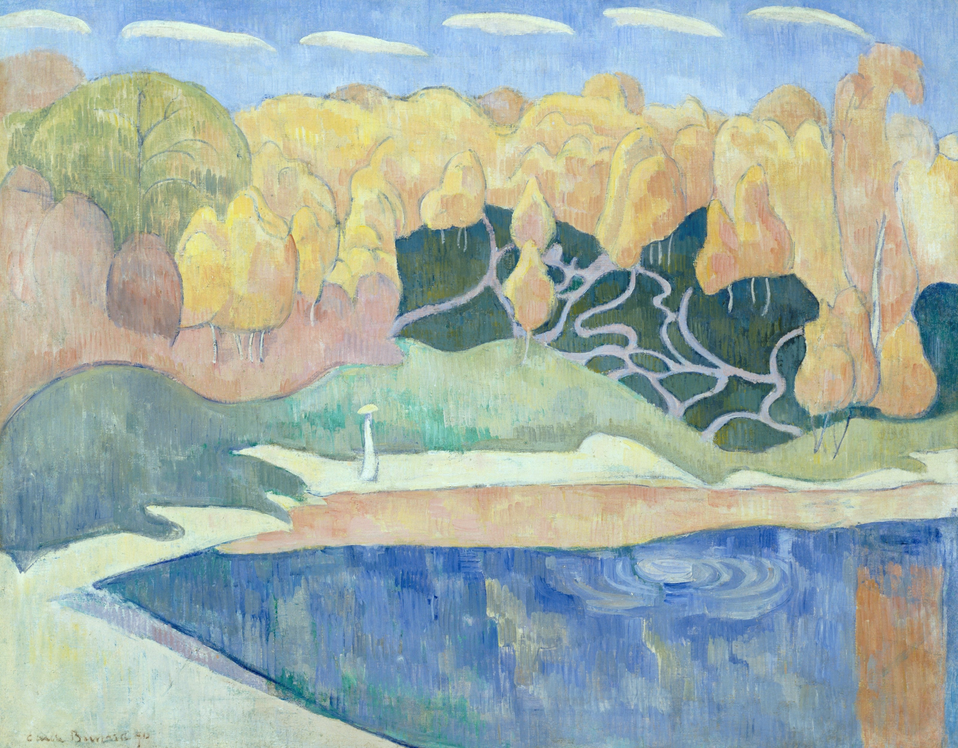 Femme marchant sur les rives de l'Aven - Émile Bernard
