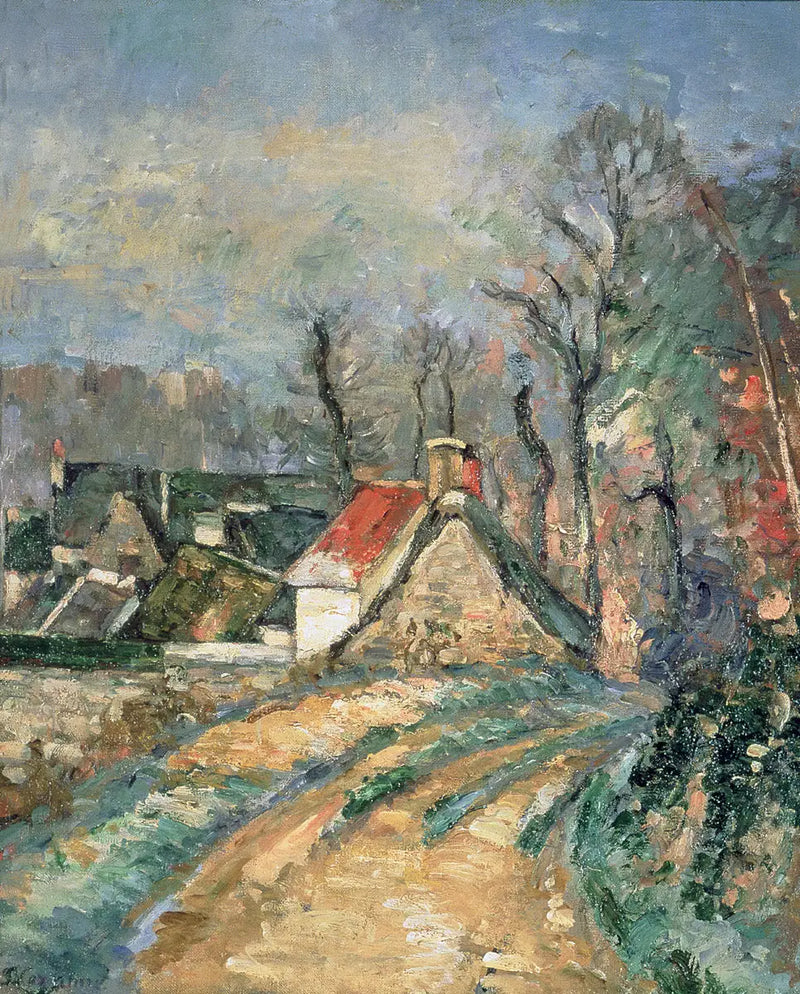 Thatched Cottages in Auvers-sur-Oise in Winter - Paul Cézanne