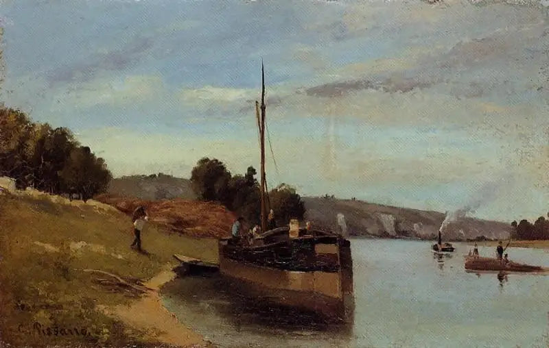 Barges at La Roche-Guyon Argenteuil, Fairground - Camille Pissarro