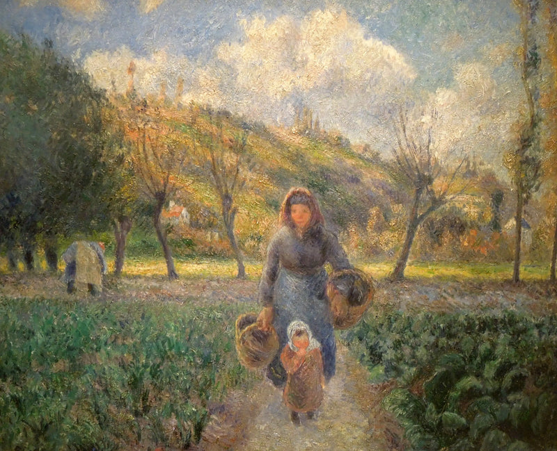 Peasant Woman and Child Returning from the Fields, Auvers-sur-Oise - Camille Pissarro