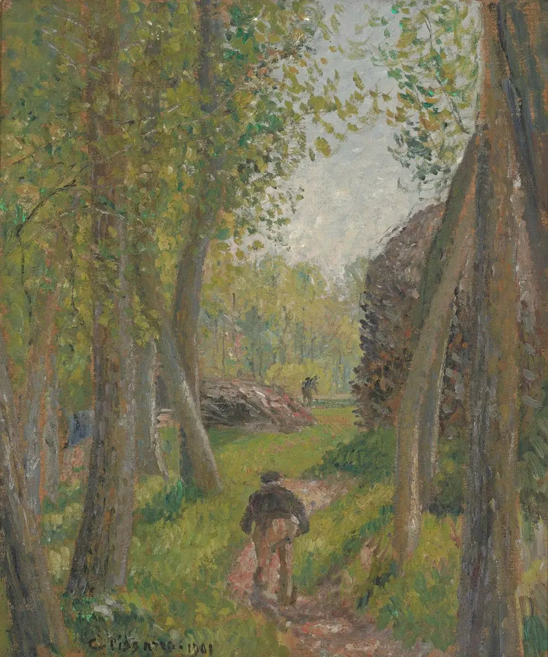Peasant Seen from Behind in a Underwood, Moret - Camille Pissarro