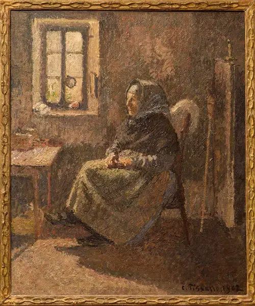 Reproduction du tableau « Paysanne assise. Intérieur à Moret - Camille Pissarro » par Alpha Reproduction en peinture à l’huile
