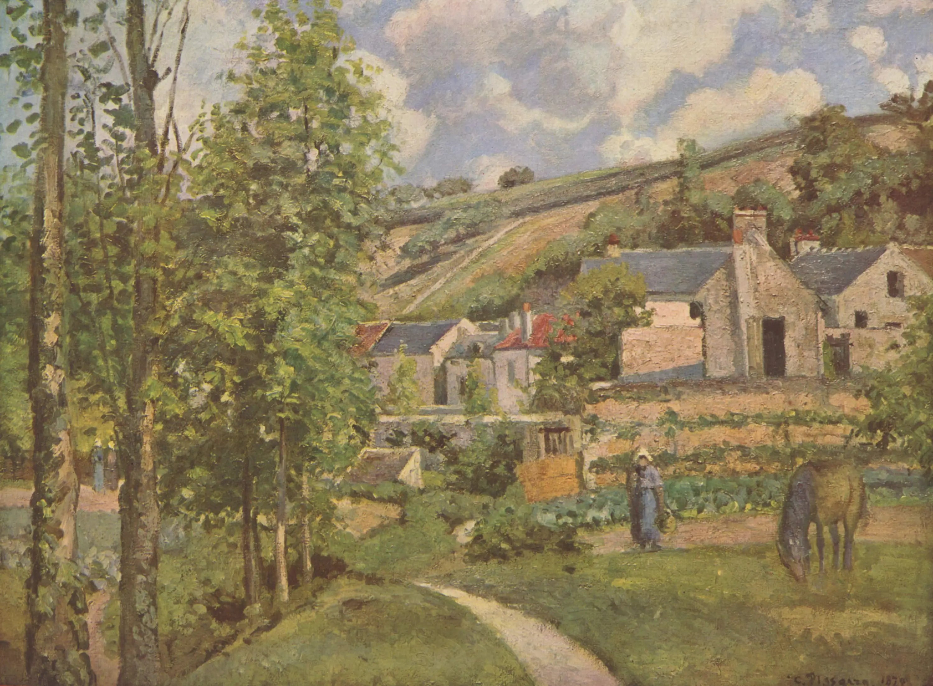 Reproduction du tableau « L'Hermitage, près de Pontoise 1874 - Camille Pissarro » par Alpha Reproduction en peinture à l’huile