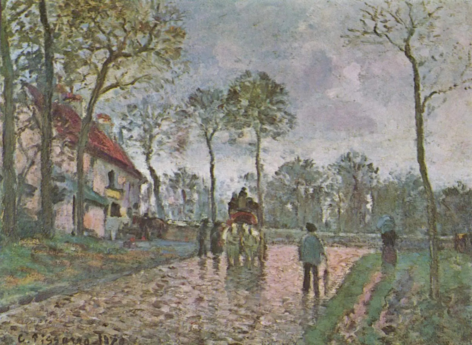 Reproduction du tableau « Diligence à Louveciennes - Camille Pissarro » par Alpha Reproduction en peinture à l’huile