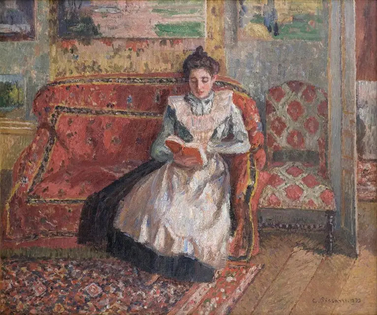 Jeanne Pissarro called Cocotte, reading - Camille Pissarro