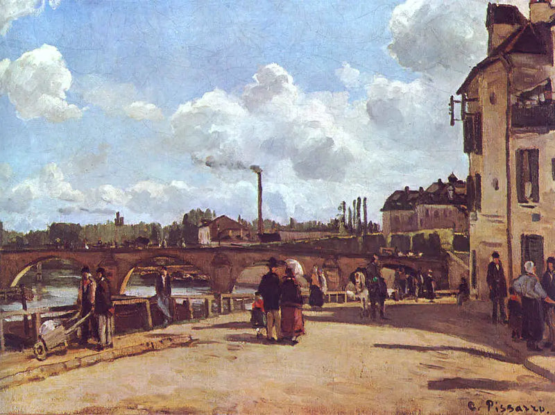 View of Pontoise Quai du Pothuis - Camille Pissarro