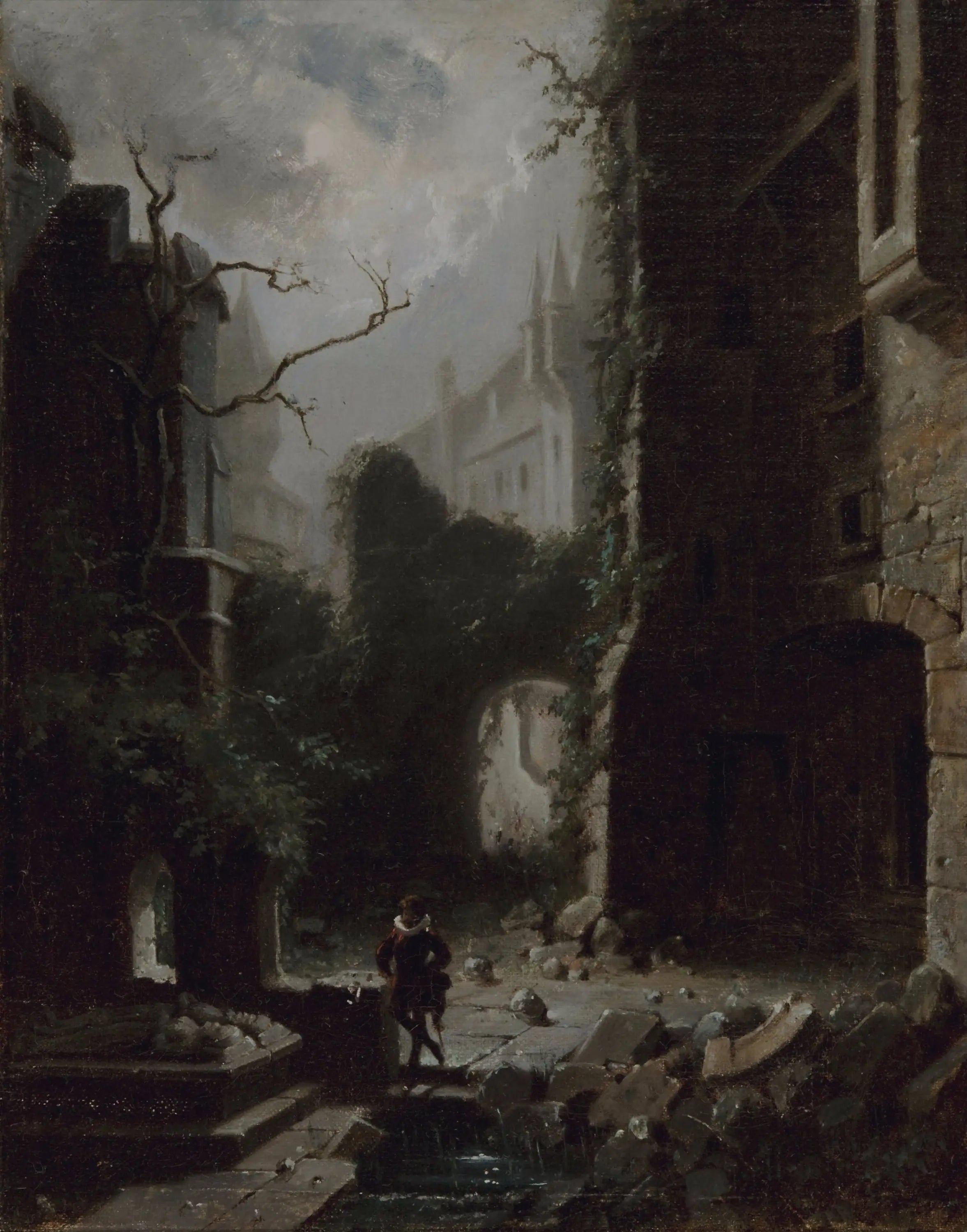 Scène au clair de lune avec ruines d’un château - Carl Spitzweg - Alpha Reproduction