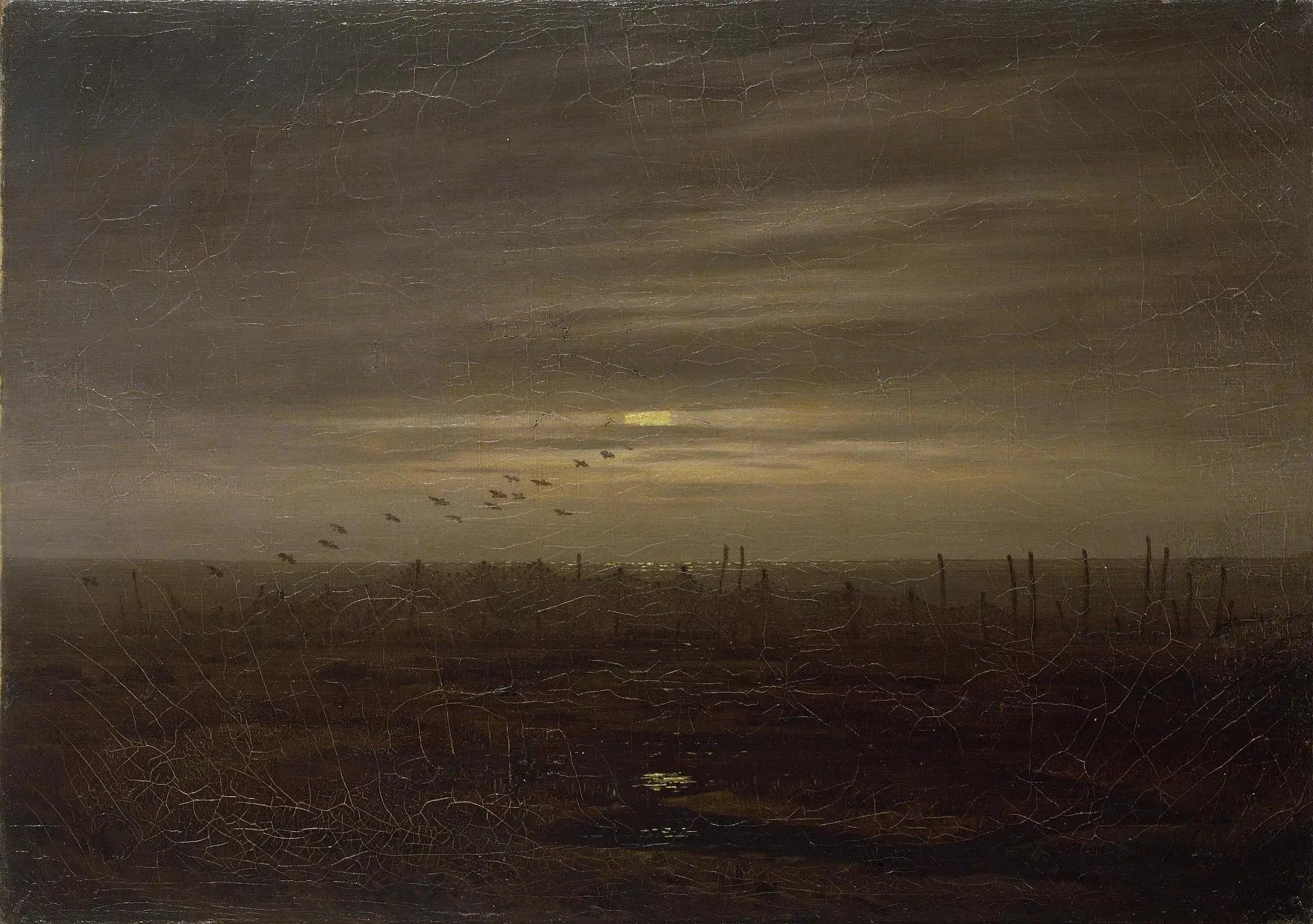 Reproduction du tableau « Plage avec des filets de pêche - Caspar David Friedrich » par Alpha Reproduction en peinture à l’huile