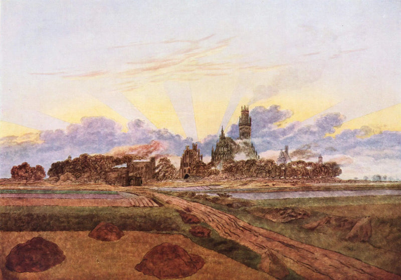 Neubrandenburg in Flames - Caspar David Friedrich