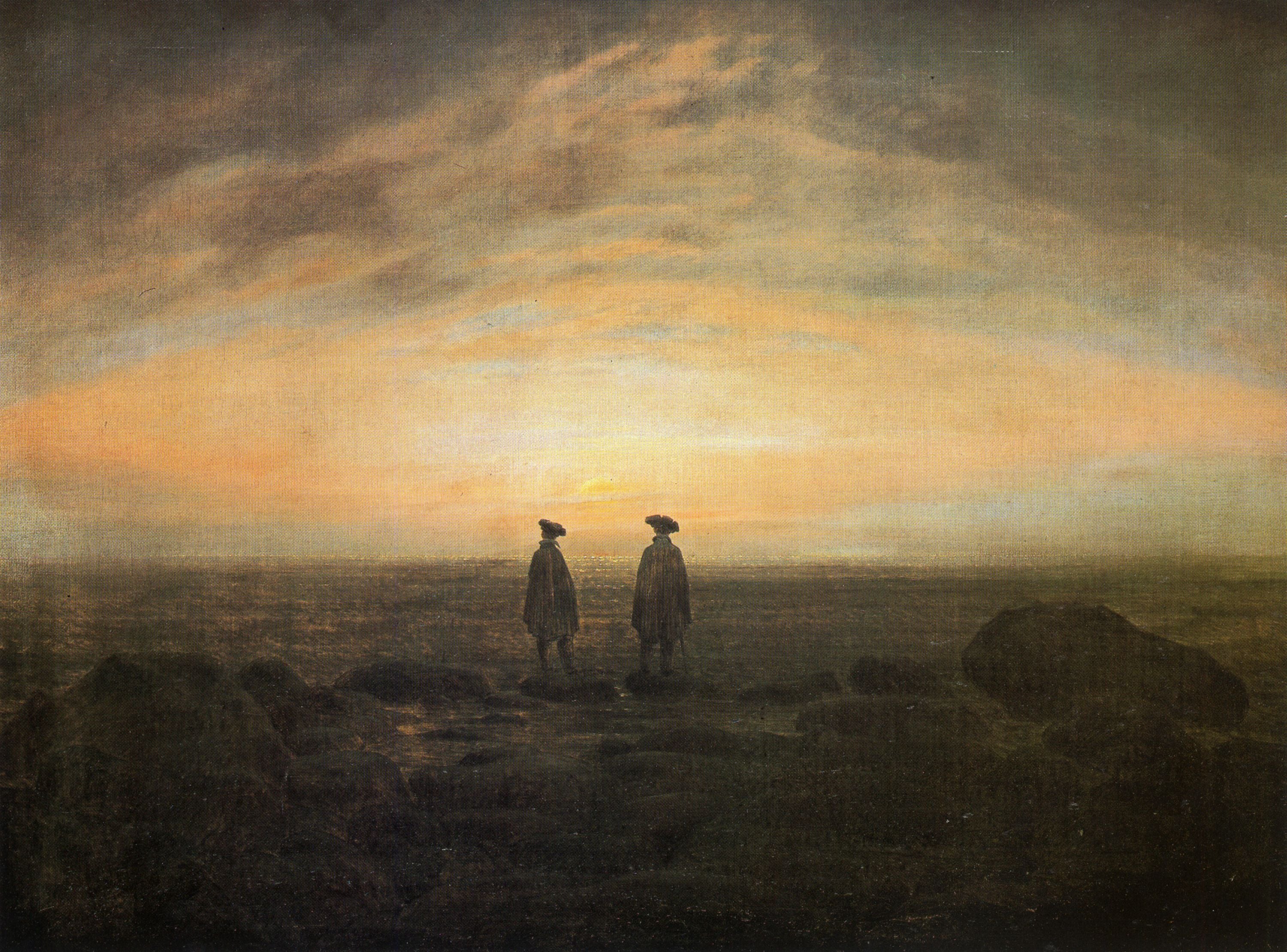 Reproduction du tableau « Deux hommes au bord de la mer - Caspar David Friedrich » par Alpha Reproduction en peinture à l’huile
