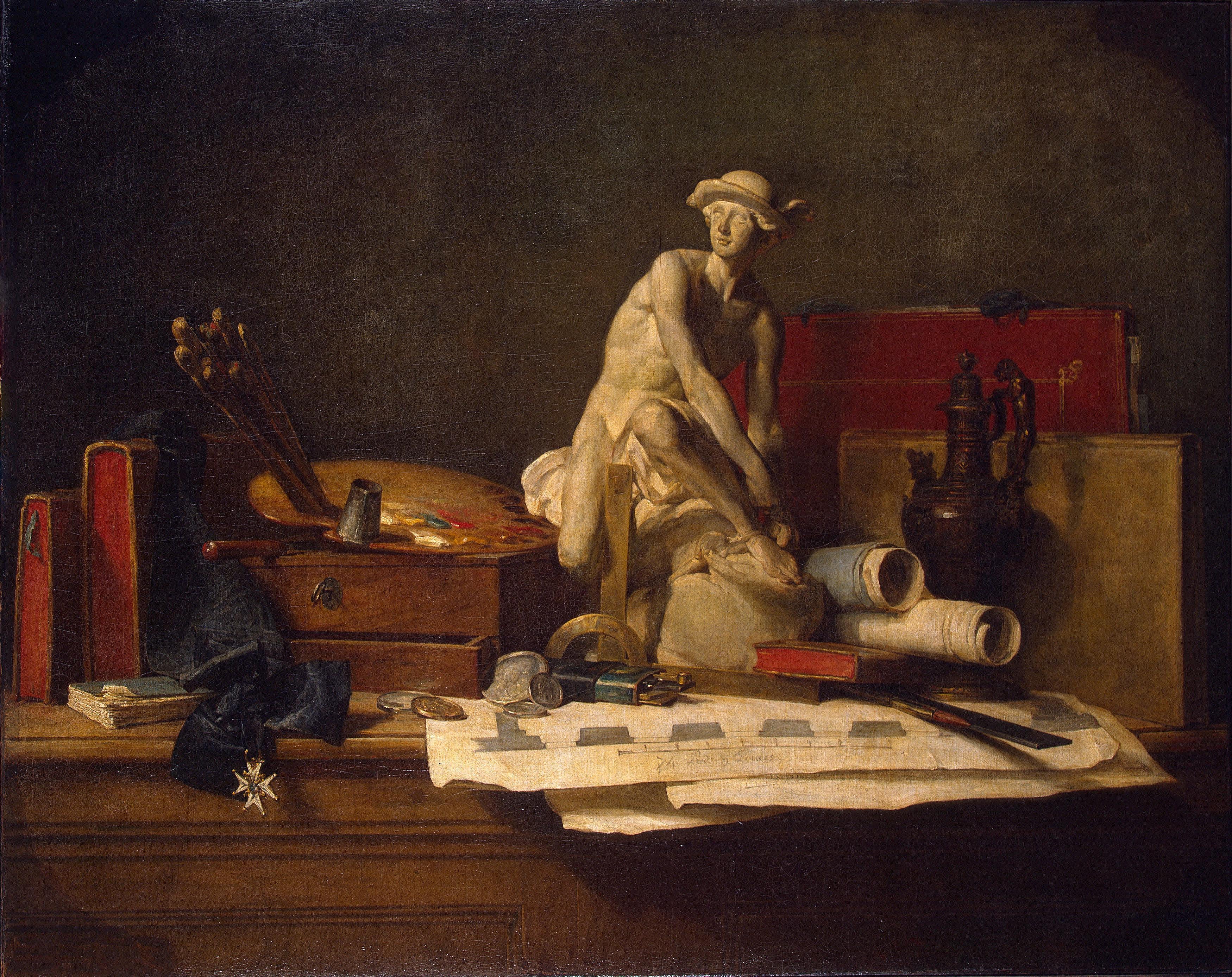 Nature morte avec des attributs des arts - Jean Siméon Chardin