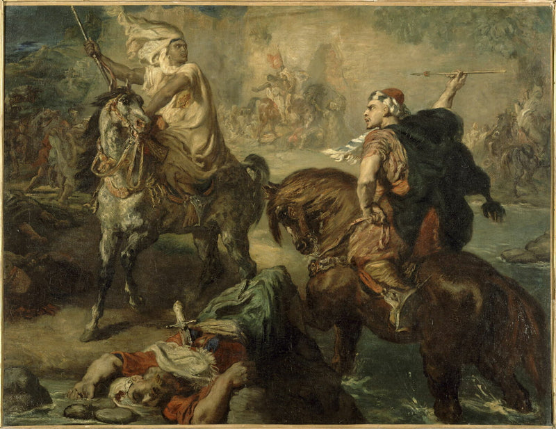 Arab tribal chiefs challenging each other to single combat, under the city walls - Théodore Chassériau