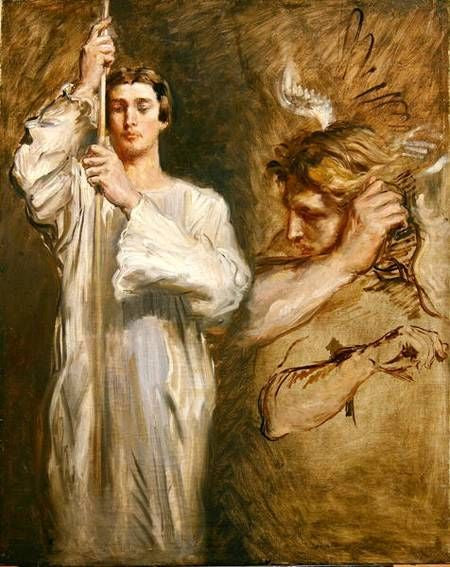 Acolyte porteur de croix et Figure d'Ange - Theodore Chasseriau
