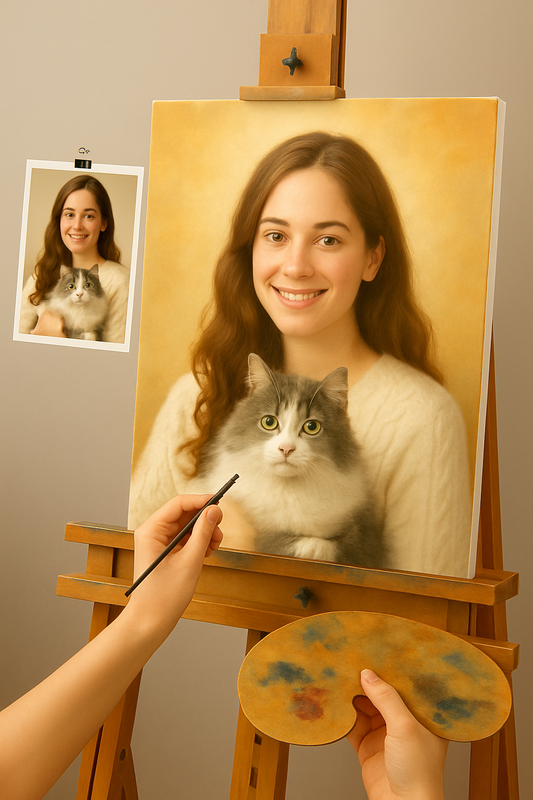 🎨 Customizable Animal and Person Portrait Painting – Unique Oil Painting