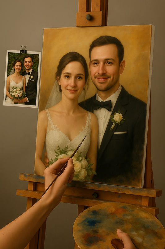 💍 Customizable Wedding Painting – Oil Painting Emotion & Elegance