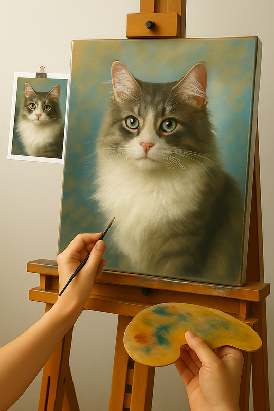 🎨 Customizable Cat Portrait Painting – Unique Oil Painting
