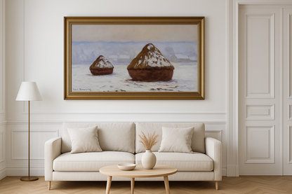Haystacks, Snow Effect by Claude Monet