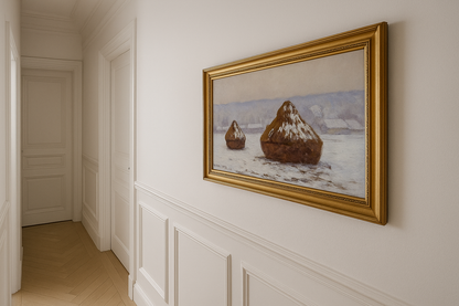Haystacks, Snow Effect by Claude Monet