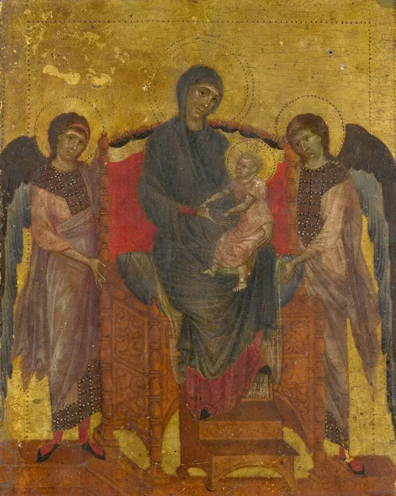 Virgin and Child enthroned and surrounded by two angels - Cimabue