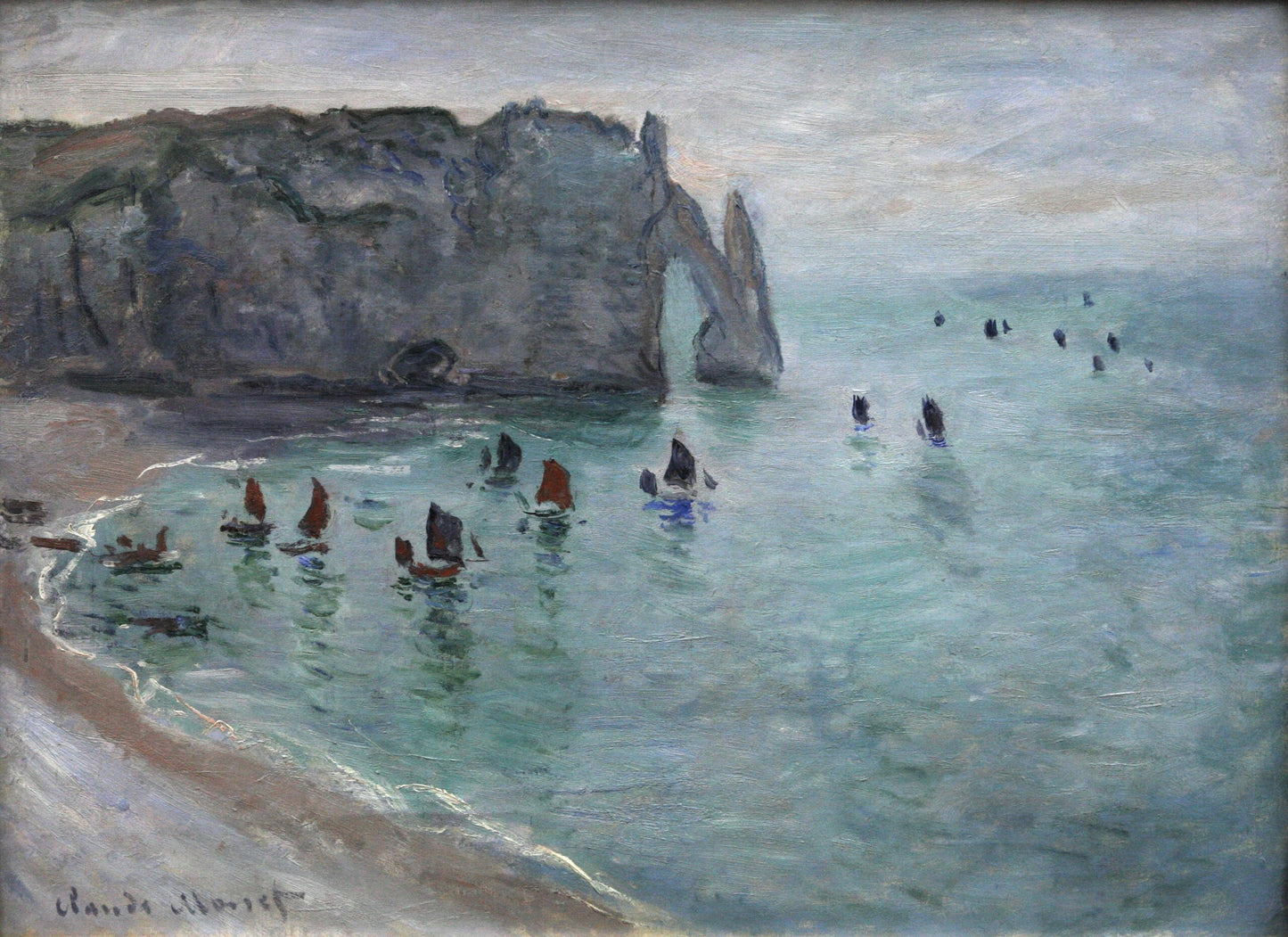 🖼️ Étretat, the Porte d’Aval – Fishing boats leaving the port – Claude Monet (circa 1885)