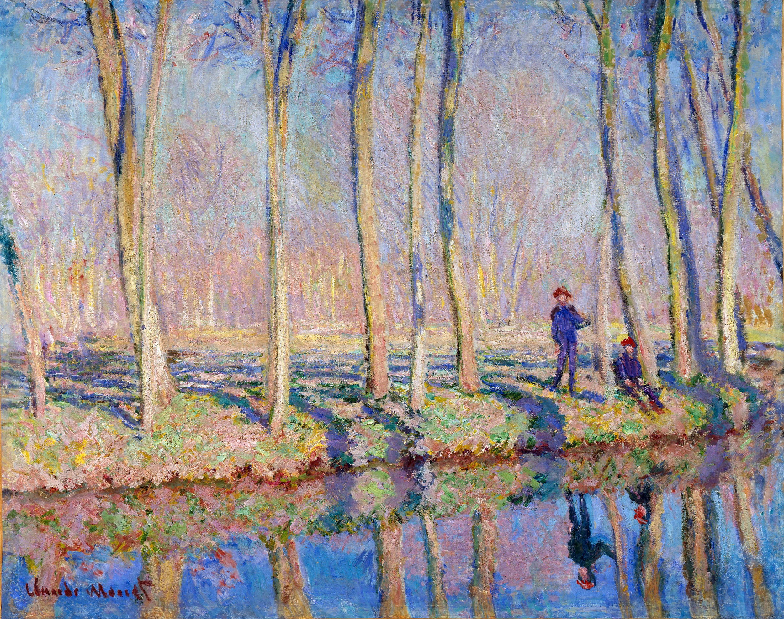 Reproduction du tableau « Jean-Pierre Hoschedé et Michel Monet au bord de l'Epte - Claude Monet » par Alpha Reproduction en peinture à l’huile