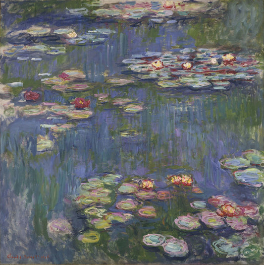 🌸 Water Lilies in Fiery Tones – Claude Monet