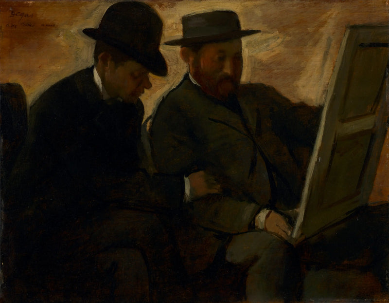 Paul Lafond and Alphonse Cherfils Examining a Painting - Edgar Degas