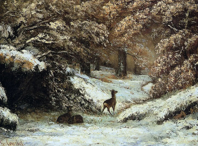 The Deer Resting in Winter - Gustave Courbet