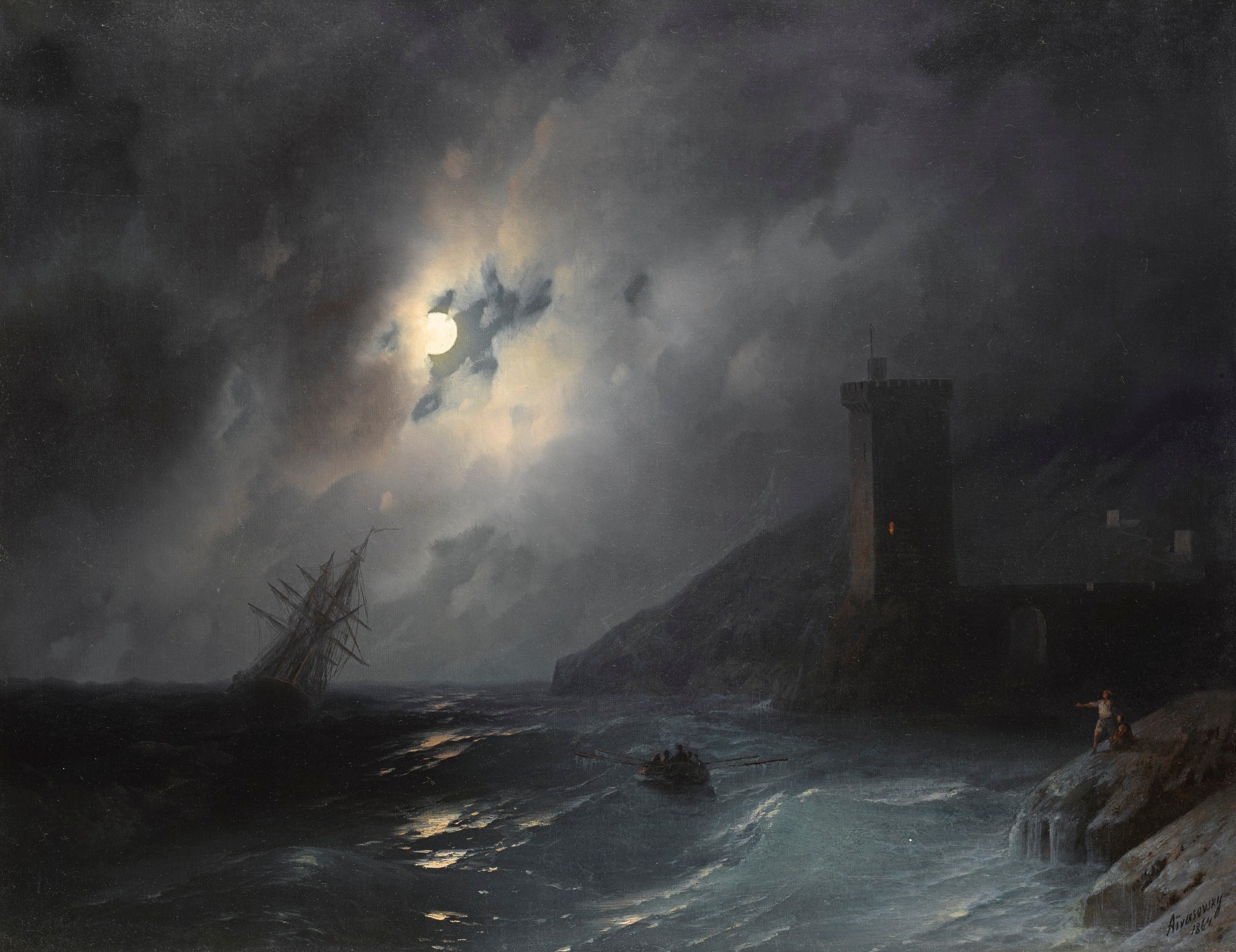 Côte au clair de lune - Ivan Aïvazovski